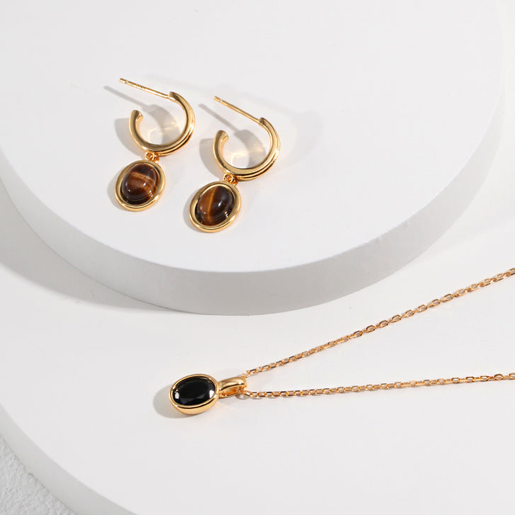 Stratavelle Tiger Eye Earrings - Rivelle Jewelry